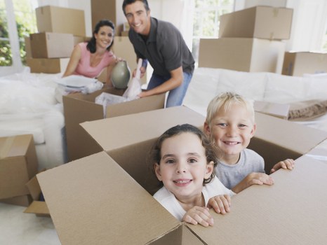 Packing boxes and moving supplies arranged for a home move in Lambeth