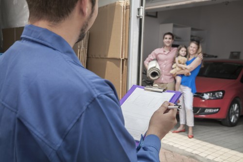 Packed household items prepared for same day removals in a London flat