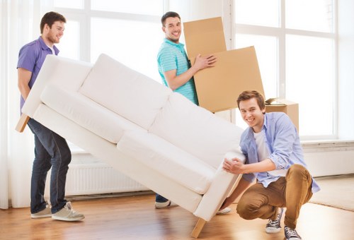 Family home moving process with furniture loaded for transport