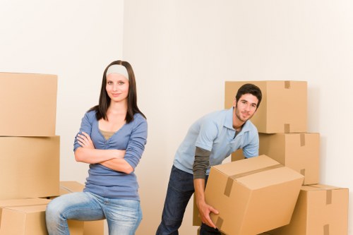 Packed boxes and furniture ready for local storage in Lambeth