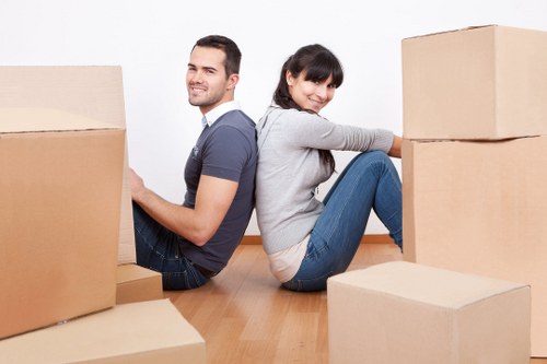 A local packing service preparing protective materials for fragile items