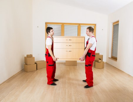 Business furniture and equipment being moved in a Lambeth office removal